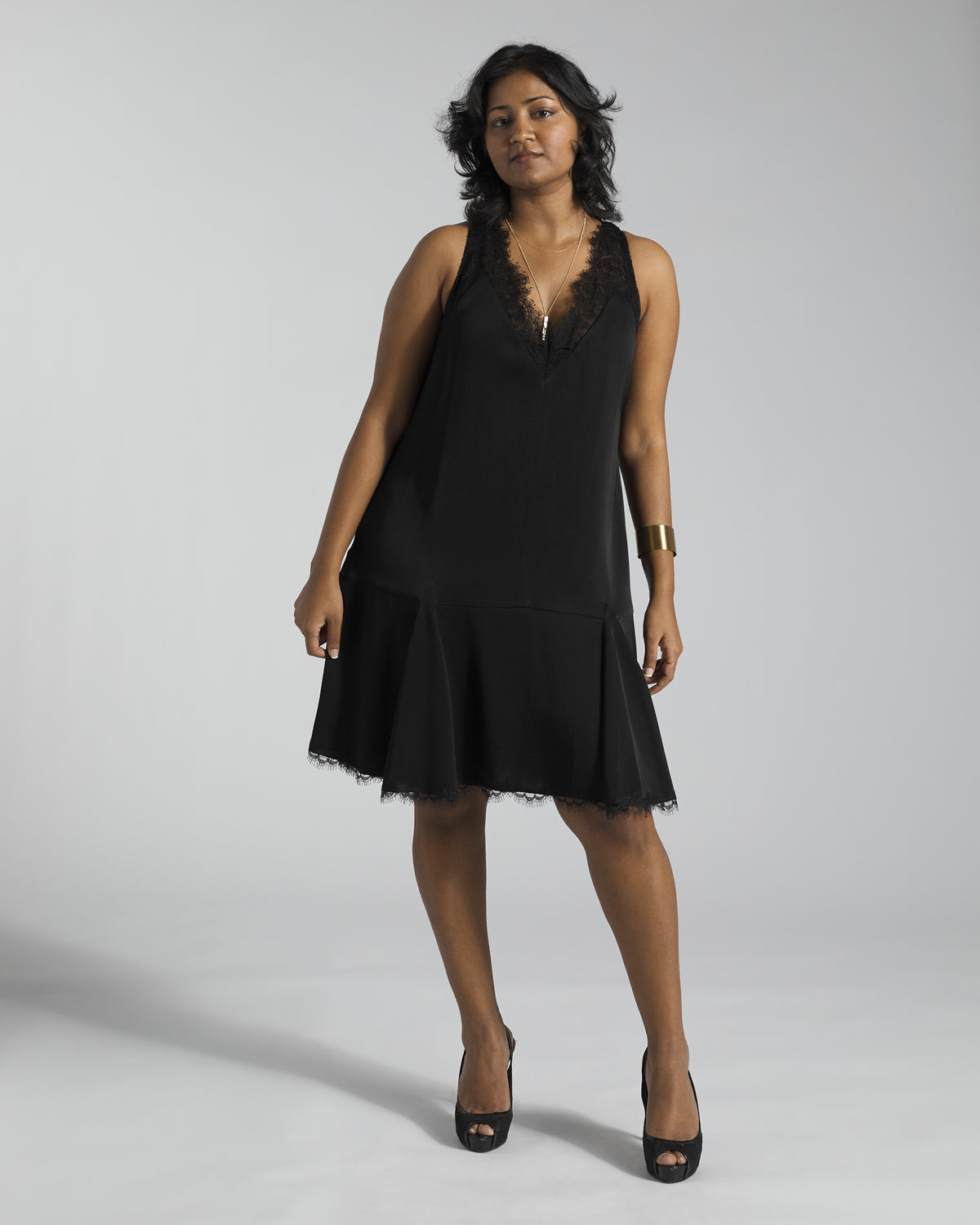 BCBGMAXAZRIA - Black Lace Drop Waist Dress
