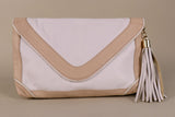 Trina Turk - Cream and Tan Envelope Clutch