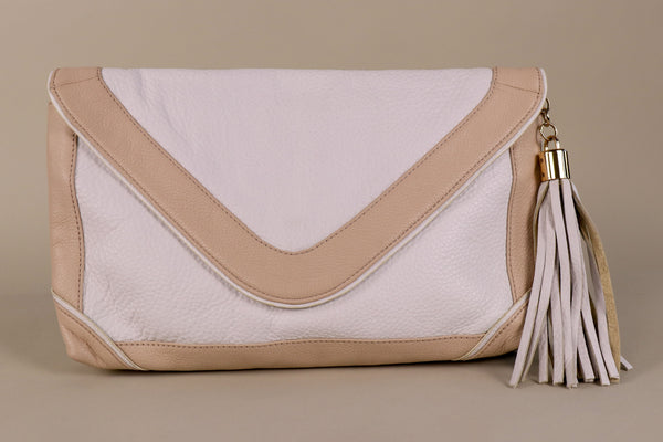 Trina Turk - Cream and Tan Envelope Clutch