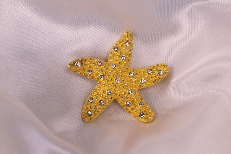 Kenneth Jay Lane - Gold and Crystal Starfish Pin