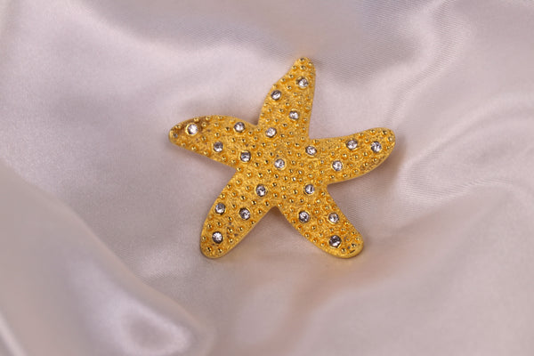 Kenneth Jay Lane - Gold and Crystal Starfish Pin