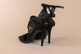 Tamara Mellon- Black Suede & Mesh Heel - 7.5