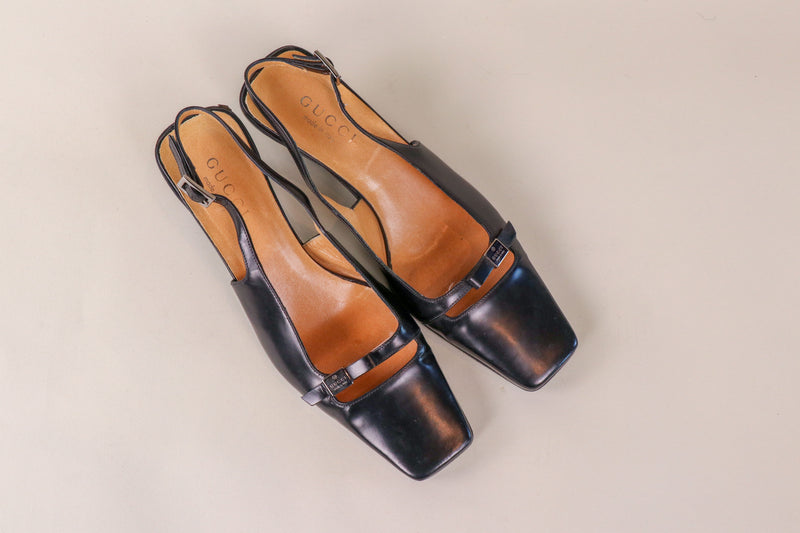 Gucci - Vintage Square Toe Sling Back