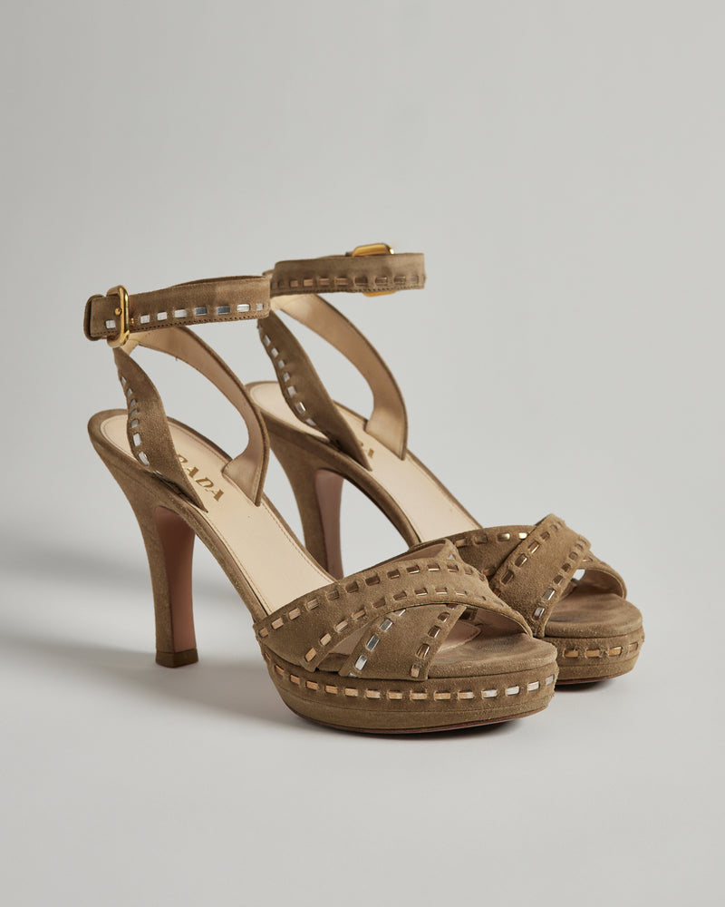 Prada - Deserto Suede and Leather Heels - 38.5