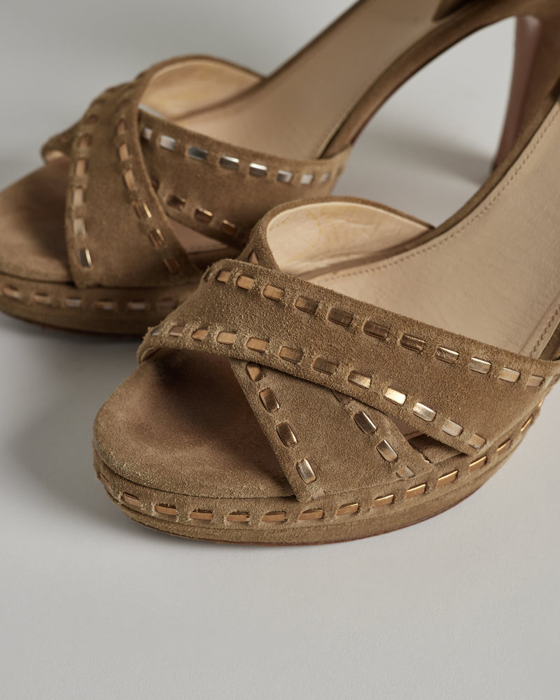 Prada - Deserto Suede and Leather Heels - 38.5