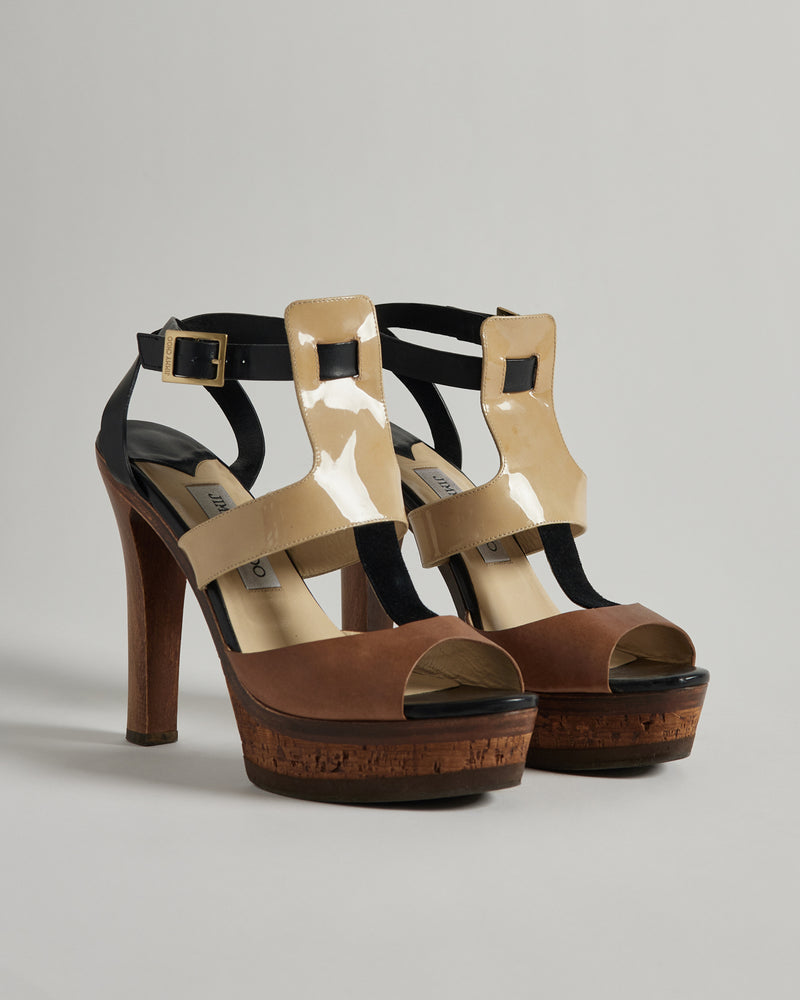 Costanza Hazelnut Feathers/Leather Heeled sandals – ATP Atelier