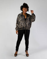 Pam & Gela - Leopard Animal Print Full Zip Windbreaker Jacket - S