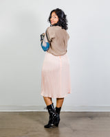 Vintage Pink Satin Pleated Skirt - M