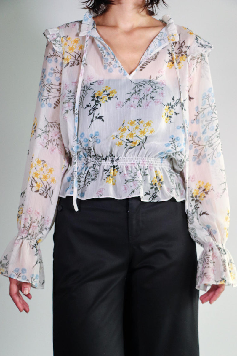 Shades of Blonde - Sheer Floral Blouse - XS
