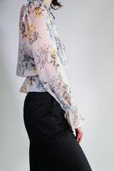 Shades of Blonde - Sheer Floral Blouse - XS