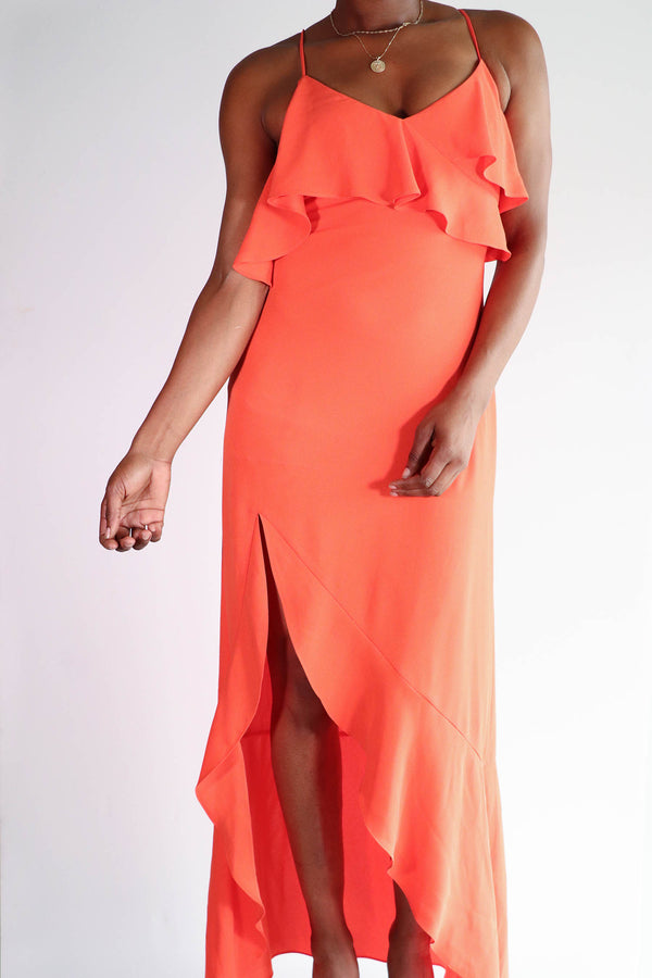 BCBGMAXAZRIA -  Orange Side Slit Dress - 6