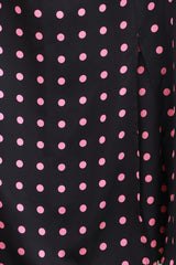Nasty Gal - Relaxed Pink and Black Polka Dot Slit Midi Skirt - 14