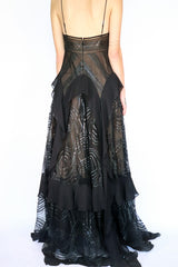 BCBGMAXAZRIA - Black Sequin Evening Dress - 6