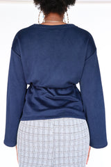 Shades of Blonde - Navy Jersey Knit Top - S