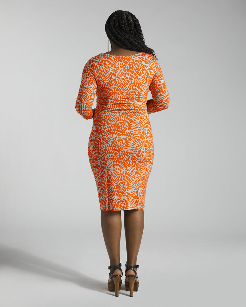 St. Emile - Orange Print Wrap Dress - 6