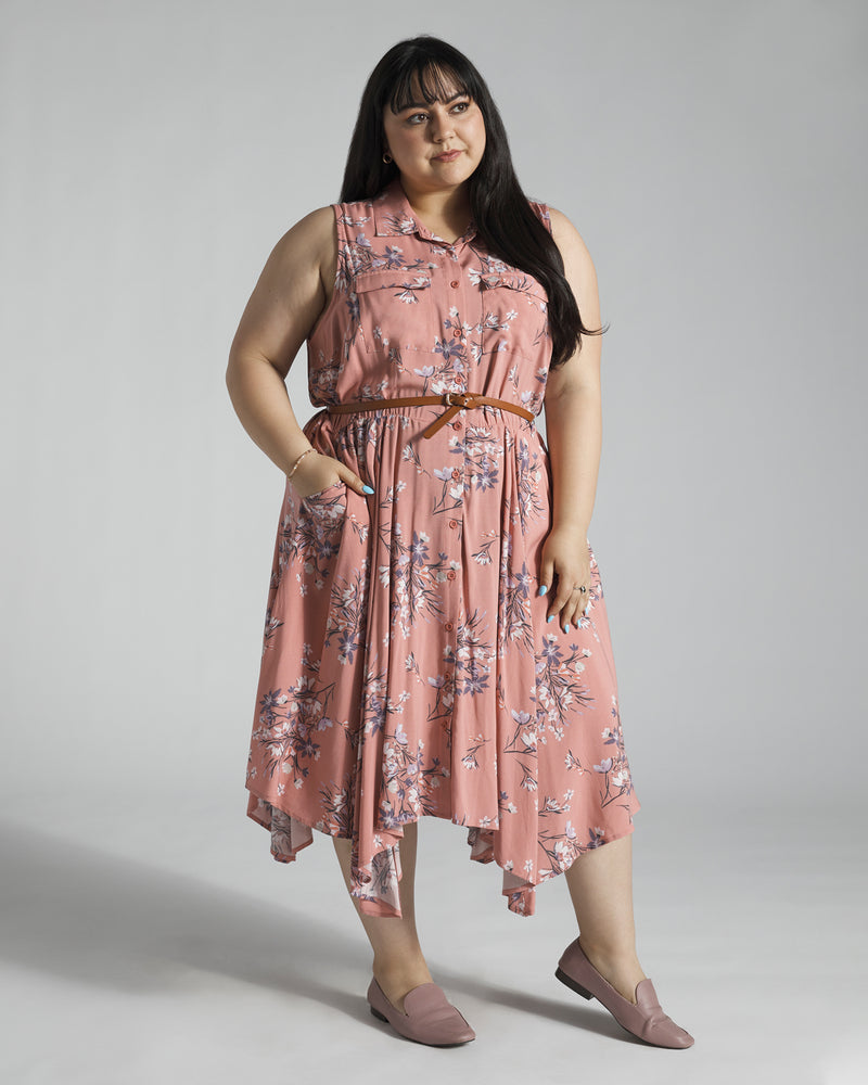 Torrid - Pink Floral Belted Buttondown Dress - 2X – MADE by DWC