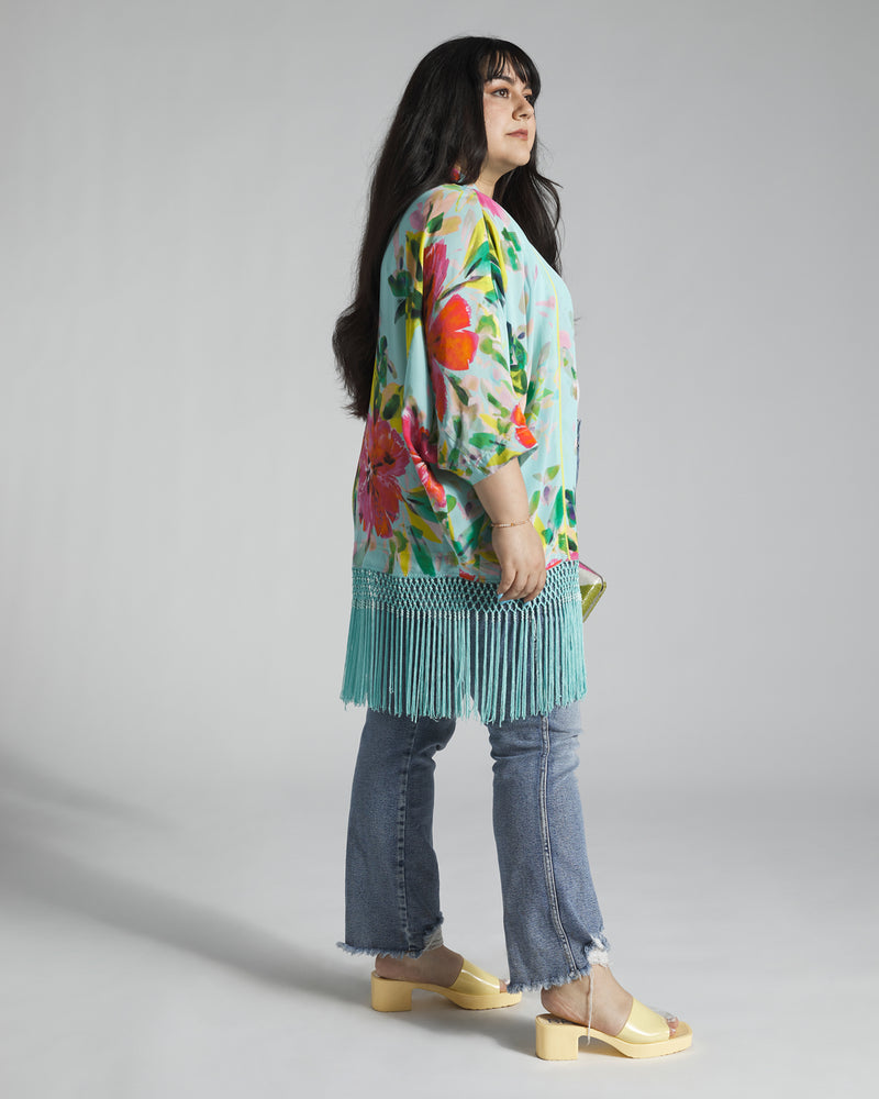 Trina Turk - Floral Fringed Cover Up - L